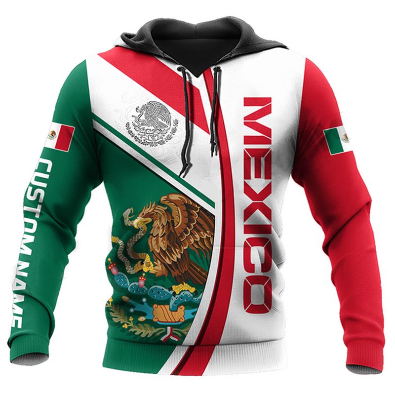 3D Printing Eagle - Herren Damen Mexiko Hoodie 3D-Druck Mexiko-Flagge