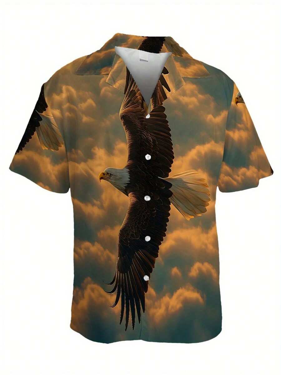 3D Printing Eagle - Soaring Eagle 3D-Druck Herren-Freizeithemd mit kurzen