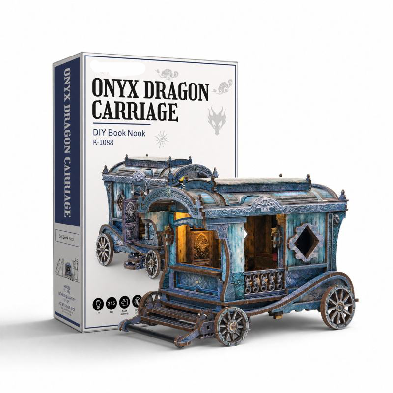 3D Printing Dragon - DIY Holz-Miniaturmodellbausätze Onyx-Drachenkutsche Cottage 3D-Puzzle-Puppenhaus mit