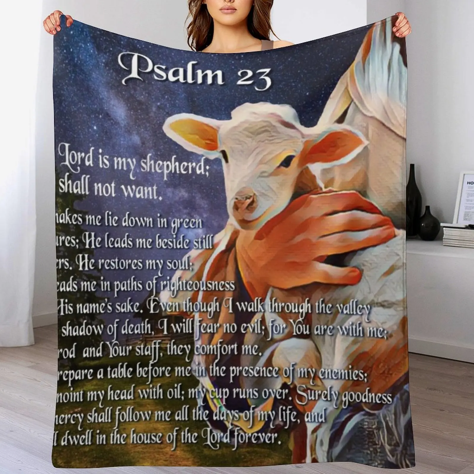 3D Printing Verse - Psalm 23 Bibelvers-Überwurfdecke, warme Flanelldecke für