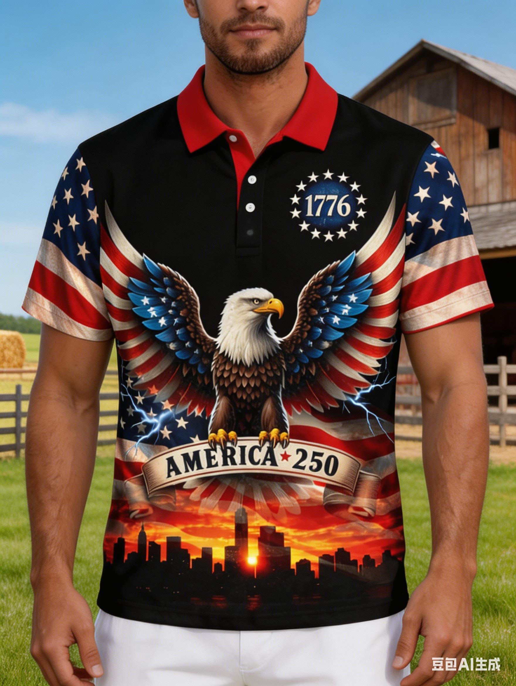 Herren USA 250. Jubiläum Polos – 3D Printing Eagle Bewertung und Preis