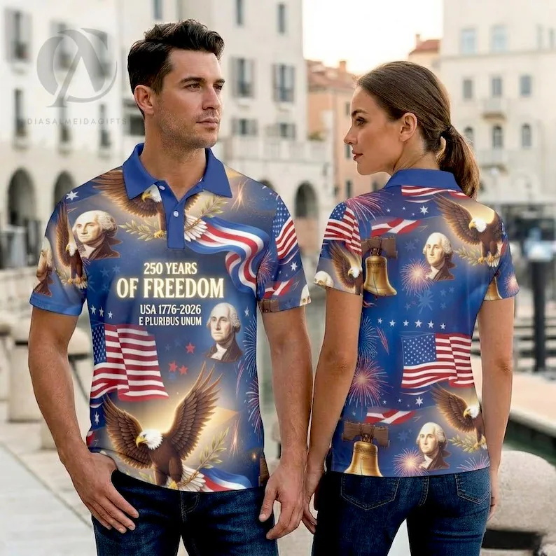 Herren Patriotisches Golf-Polo – 3D Printing Eagle Bewertung und Preis
