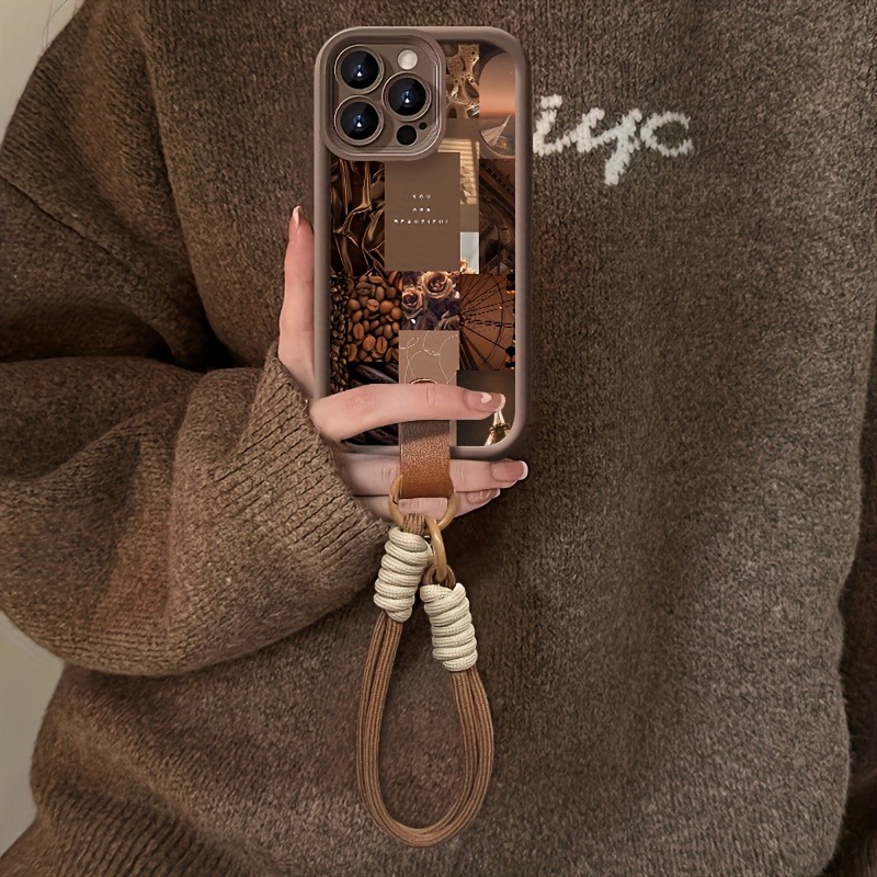 Braune Kaffee-Blumen-Druck-Lan – 3D Printing Iphone Bewertung und Preis